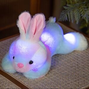 Colorful Light-Up Bunny Plush Toy. Batteries not included